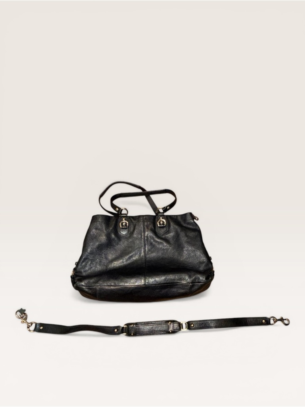 Coach Ashley Black Leather Satchel Vintage Y2K Slouchy Top Handle Bag - Picture 8 of 10